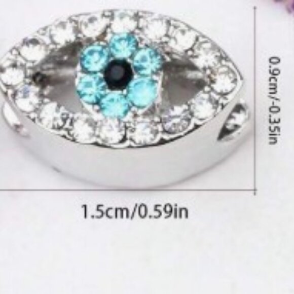 Blue Evil Eye Beaded Charm Pendant For Bracelet Necklace - Picture 3 of 5